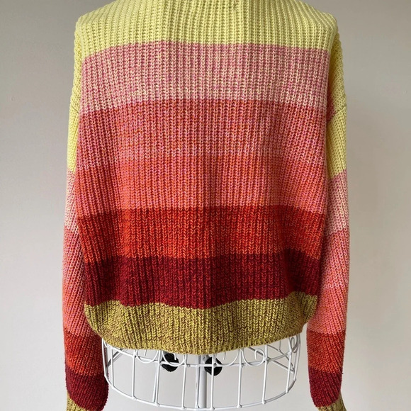 Urban Outfitters Button Up Crop long sleeve sweater vibrant boho oversized SZ S - Picture 3 of 9